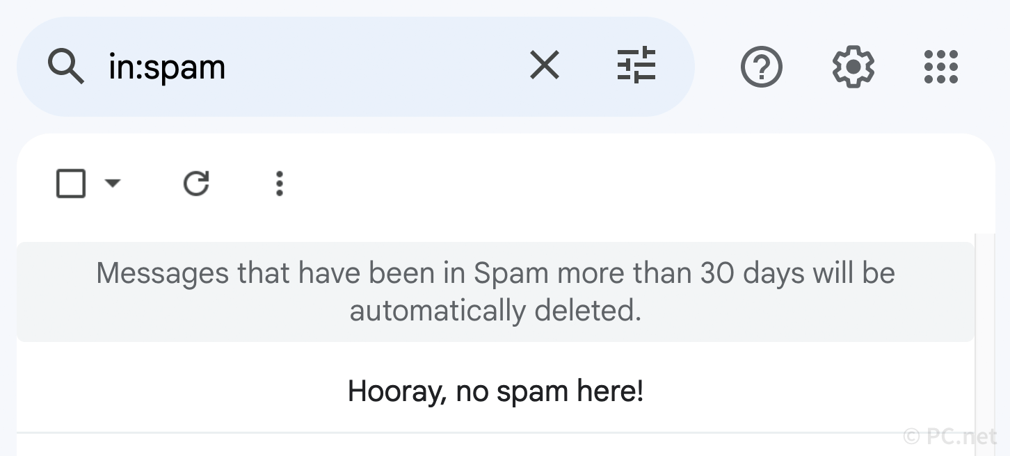Gmail 30-day Spam Message Deletion Warning